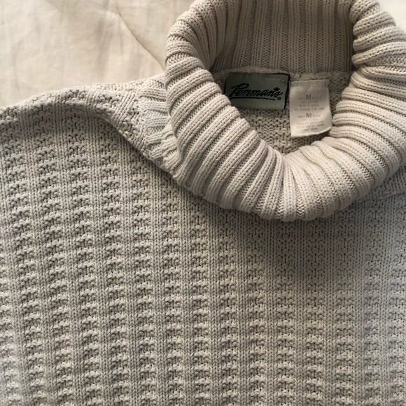 Vintage White Cotton Penmans Knot Turtleneck - Picture 3 of 4